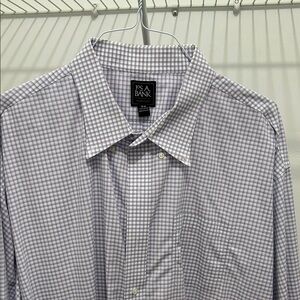 Jos. A. Bank Men's Purple and White Checkered Dress Shirt